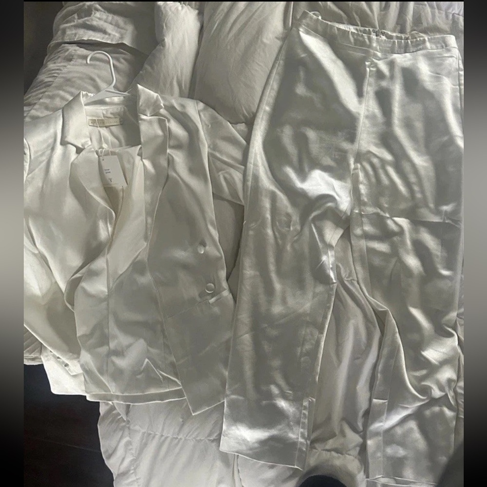 Abyss by Abbey Omair White Women's Jacket Small Pantsuit Medium $490 - Picture 7 of 11